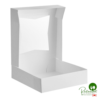 10" x 10" x 2 1/2" White Customizable Auto-Popup Window Pie / Bakery Box By Prime - 200/Case