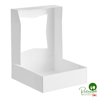 9" x 9" x 2 1/2" White Customizable Auto-Popup Window Pie / Bakery Box By Prime - 200/Case