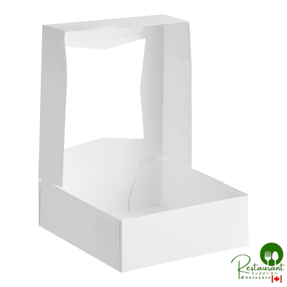 8" x 8" x 2 1/2" White Customizable Auto-Popup Window Pie / Bakery Box By Prime- 200/Case