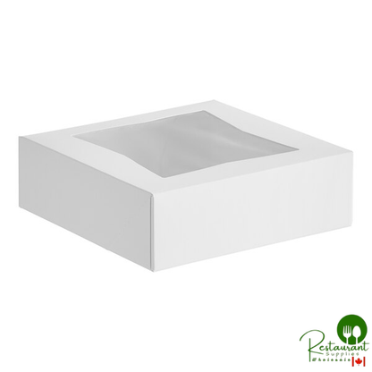 8" x 8" x 2 1/2" White Customizable Auto-Popup Window Pie / Bakery Box By Prime- 200/Case