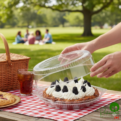 10" Clear Hinged Pie Container with High Dome Lid By Prime- 100/Case