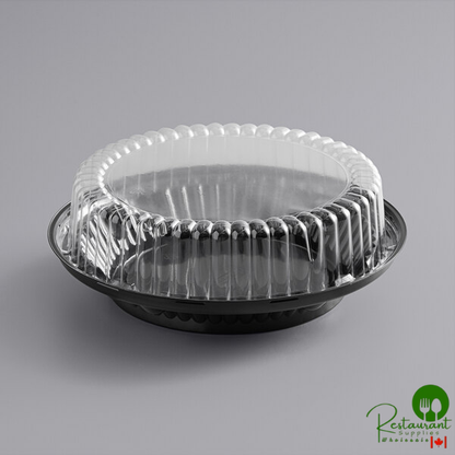 10" Black Pie Container with Clear High Dome Lid By Prime - 100/Case