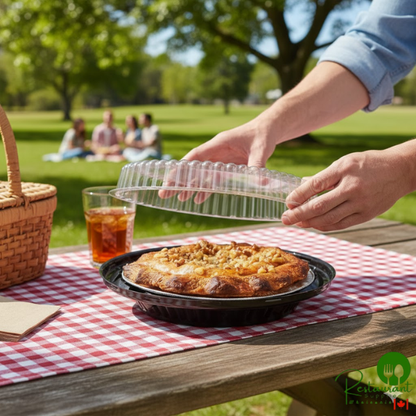 10" Black Pie Container with Clear High Dome Lid By Prime - 100/Case