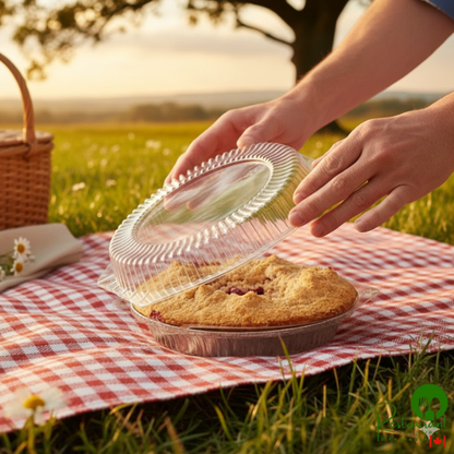 8" Clear Hinged Pie Container with Low Dome Lid By Prime- 200/Case
