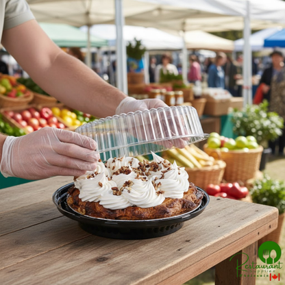 9" Black Pie Container with Clear High Dome Lid By Prime- 100/Case