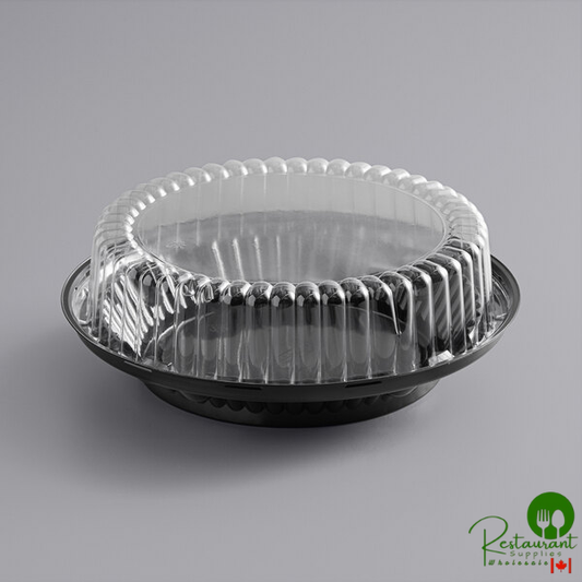 9" Black Pie Container with Clear High Dome Lid By Prime- 100/Case