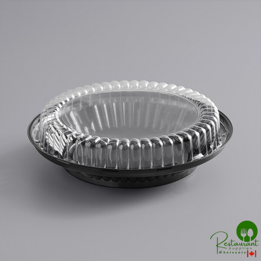 9" Black Pie Container with Clear Low Dome Lid By Prime- 100/Case