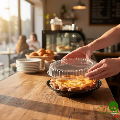 9" Black Pie Container with Clear Low Dome Lid By Prime- 100/Case