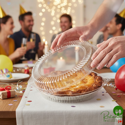 9" Clear Hinged Low Pie Container By Prime- 100/Case