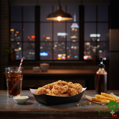 #200 2 lb. Solid Black Paper Food Tray - 1,000/Case