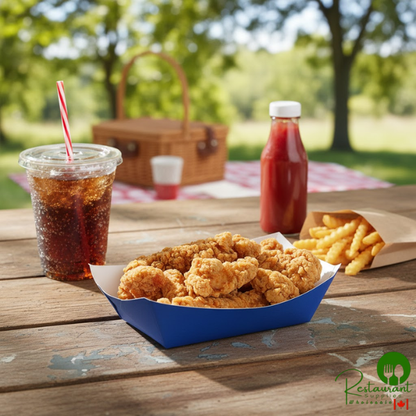 #200 2 lb. Solid Blue Paper Food Tray - 1,000/Case