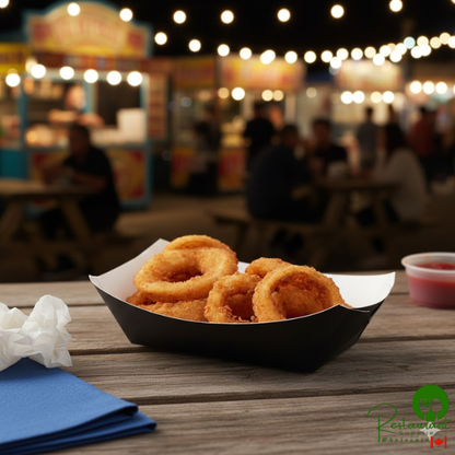 #100 1 lb. Solid Black Paper Food Tray - 1,000/Case