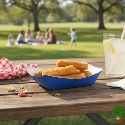 #300 3 lb. Solid Blue Paper Food Tray - 500/Case