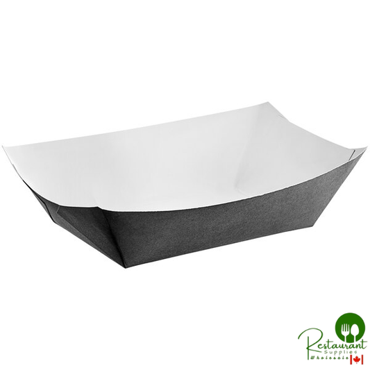 #300 3 lb. Solid Black Paper Food Tray - 500/Case