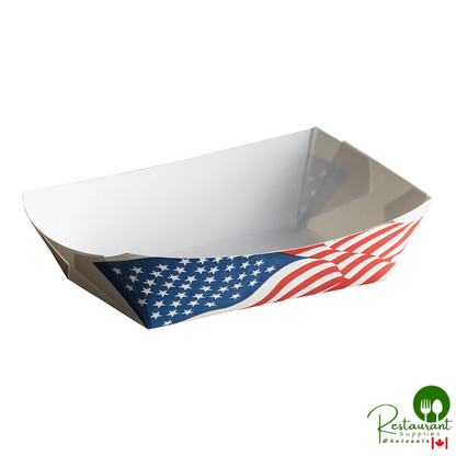#200 2 lb. USA Flag Paper Food Tray - 1,000/Case