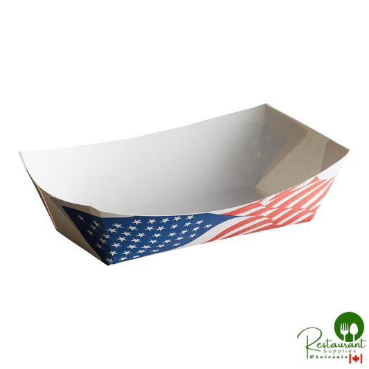 #100 1 lb. USA Flag Paper Food Tray - 1,000/Case
