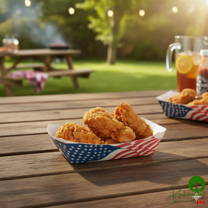 #100 1 lb. USA Flag Paper Food Tray - 1,000/Case