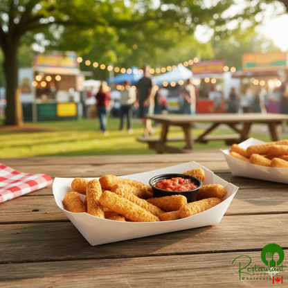 #500 5 lb. White Customizable Paper Food Tray - 500/Case