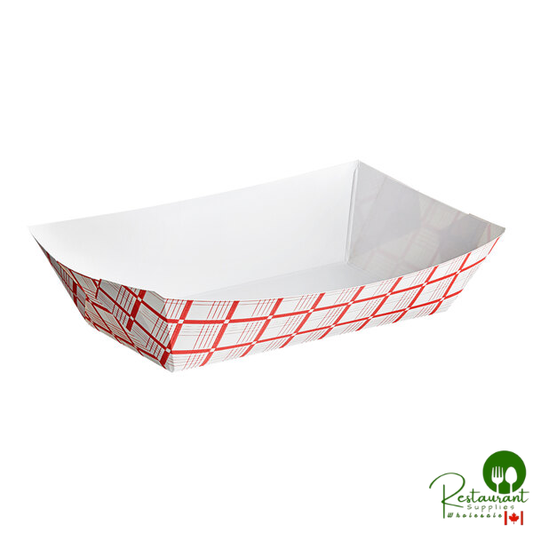#500 5 lb. Red Plaid Paper Food Tray - 500/Case