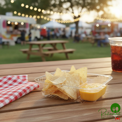 Small Clear 2 Compartment Plastic Nacho Tray By Prime - 500/Case