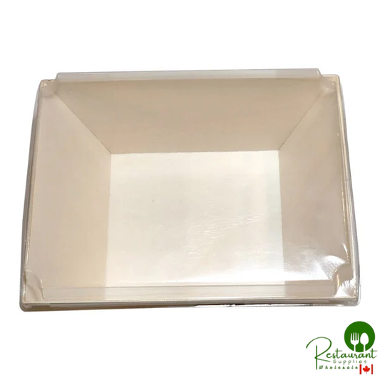 VerTerra 15" x 11 13/16" x 4" Balsa Wood Tray with Lid - 50/Case