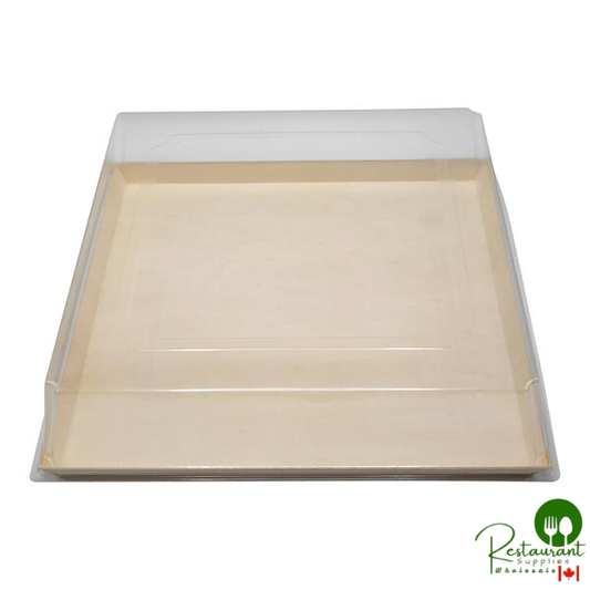VerTerra 12" x 12" x 4 1/2" Balsa Wood Tray with Lid - 25/Case
