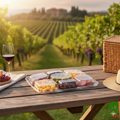 Inline Plastics Essentials 80 oz. Clear PET Plastic 7-Compartment Rectangular Platter with Lid - 60/Case