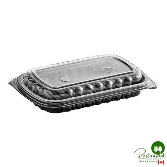 Pactiv MealMaster 10" x 7 1/8" x 2 1/8" Half Slab Black Rib Container - 90/Case
