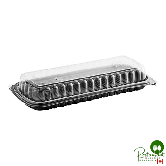 Pactiv MealMaster 16 5/8" x 7 5/16" x 3" Full Slab Black Rib Container with Dome Lid - 70/Case