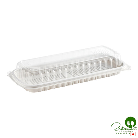 Pactiv MealMaster 16 5/8" x 7 5/16" x 3" Full Slab White Rib Container with Dome Lid - 70/Case