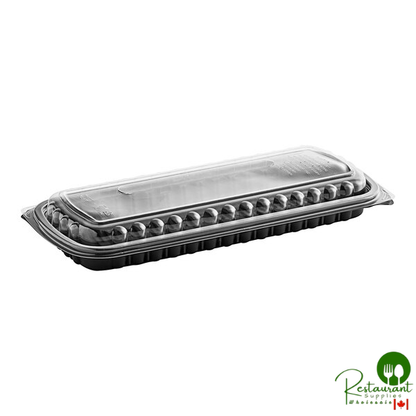 Pactiv MealMaster 16 5/8" x 7 5/16" x 2 5/16" Full Slab Black Rib Container - 80/Case