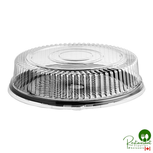 18" Black Round Plastic Thermoform Catering Tray with High Dome Lid By Prime- 10/Pack