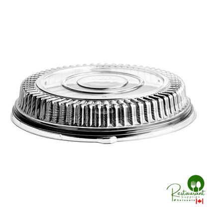 16" Black Round Plastic Thermoform Catering Tray with Low Dome Lid By Prime- 10/Pack