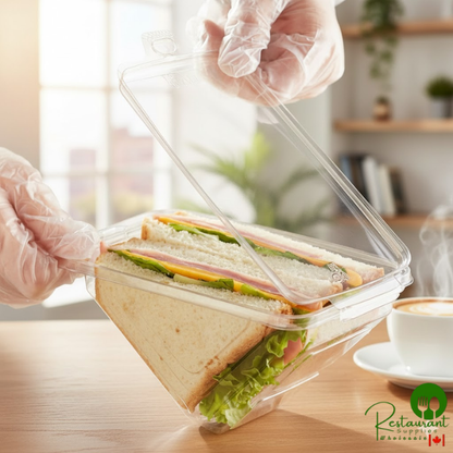 7" x 4" x 4" Clear PET Tamper-Evident Tamper-Resistant Sandwich Wedge Container By Prime - 200/Case