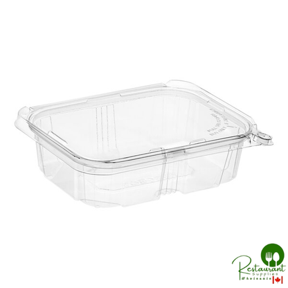 TamperSafe 24 oz. Tamper-Resistant, Tamper-Evident Clear PET Plastic Rectangular Container with Hinged Flat Lid By Prime- 200/Case