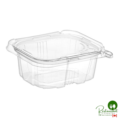 TamperSafe 16 oz. Tamper-Resistant, Tamper-Evident Clear PET Plastic Rectangular Container with Hinged Flat Lid y Prime - 200/Case