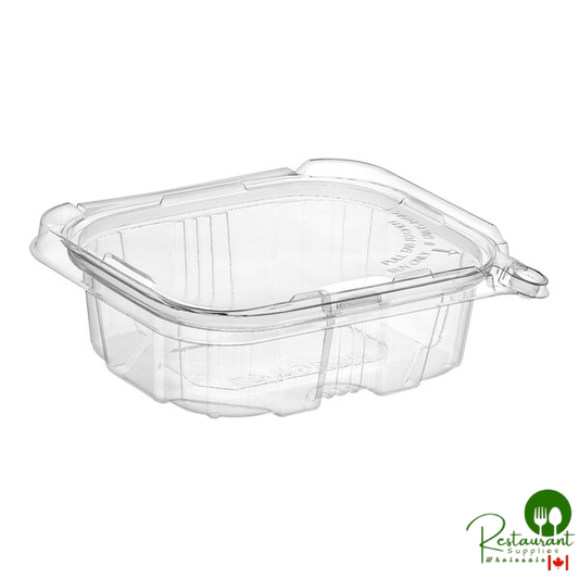 TamperSafe 12 oz. Tamper-Resistant, Tamper-Evident Clear PET Plastic Rectangular Container with Hinged Flat Lid By Prime- 200/Case