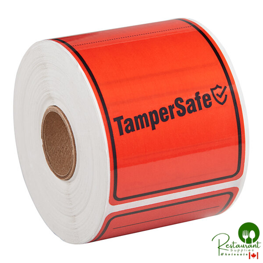 TamperSafe 2 1/2" x 6" Red Plastic Tamper-Evident Label By Prime- 250/Roll