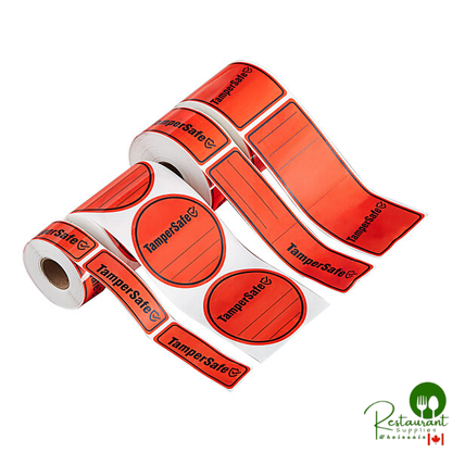 TamperSafe 2 1/2" x 6" Red Plastic Tamper-Evident Label By Prime- 250/Roll