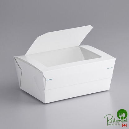 Bio-Pak 04BPPROTWM Protect Tamper-Evident White Paper #4 Windowed Take-Out Container 7 3/4" x 5 1/2" x 3 1/2" - 140/Case