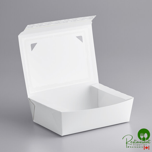 Bio-Pak 03BPPROTWM Protect Tamper-Evident White Paper #3 Windowed Take-Out Container 7 3/4" x 5 1/2" x 2 1/2" - 160/Case