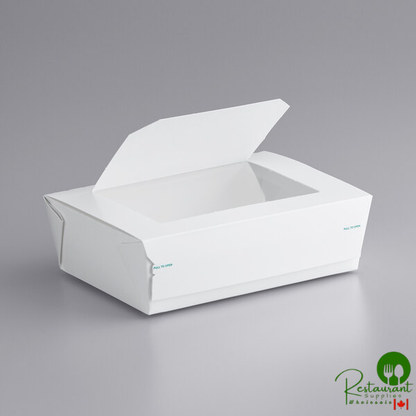 Bio-Pak 03BPPROTWM Protect Tamper-Evident White Paper #3 Windowed Take-Out Container 7 3/4" x 5 1/2" x 2 1/2" - 160/Case