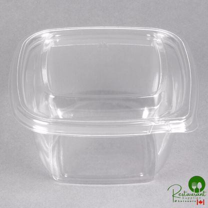 Sabert SureStrip® 16 oz. Clear PETE Square Tamper-Evident, Tamper-Resistant Bowl with Lid - 250/Case