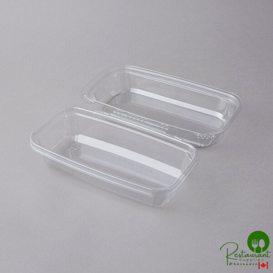 Placon 9" x 5" x 3" Tamper-Evident, Tamper-Resistant Recycled PET Hoagie Clear Takeout Container and Lid - 100/Case