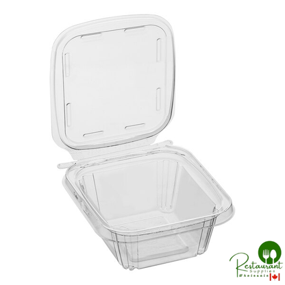 Inline Plastics Safe-T-Fresh 12 oz. Tamper-Resistant, Tamper-Evident Rectangular Hinged Container with Flat Lid - 240/Case