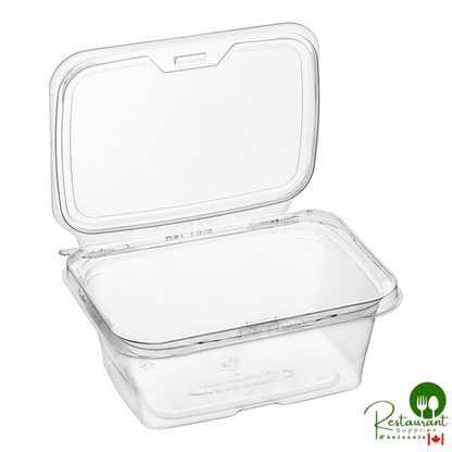 Inline Plastics Safe-T-Fresh 32 oz. Tamper-Resistant, Tamper-Evident Rectangular Hinged Container with Flat Lid - 200/Case
