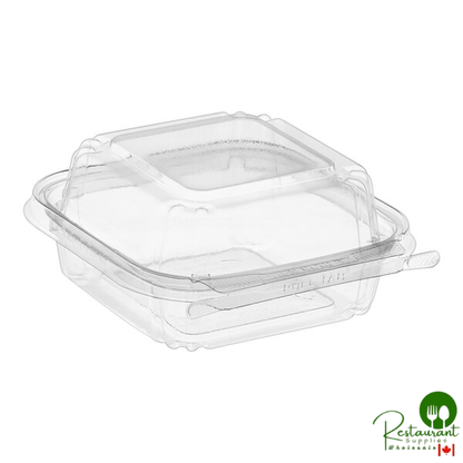 Inline Plastics Safe-T-Fresh 25 oz. Tamper-Resistant, Tamper-Evident Square Hinged Container with Dome Lid - 272/Case