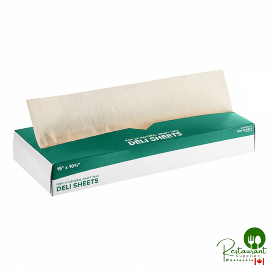 15" x 10 3/4" Interfolded Natural Kraft Deli Wrap Wax Paper By Prime- 6,000/Case