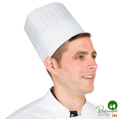 Chef Revival 7" Pinstripe Chef Hat with Adhesive Closure - 50/Pack