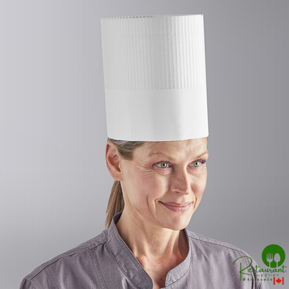 7" White Corrugated Disposable Chef Hat, Flat Pack By Prime- 50/Case